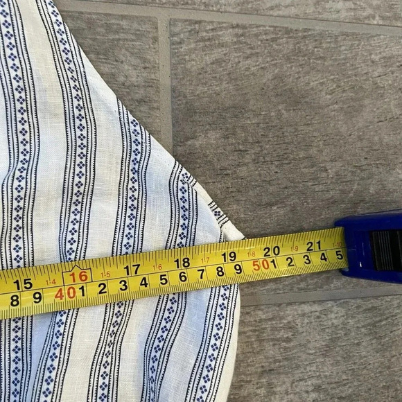 Heidi Klein Women’s Sardinia Frill Belted Midi Dress Linen Size Small Blue White - Picture 11 of 12